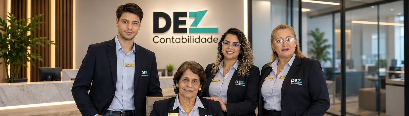 Equipe da DEZ Contabilidade na recepção do escritório
